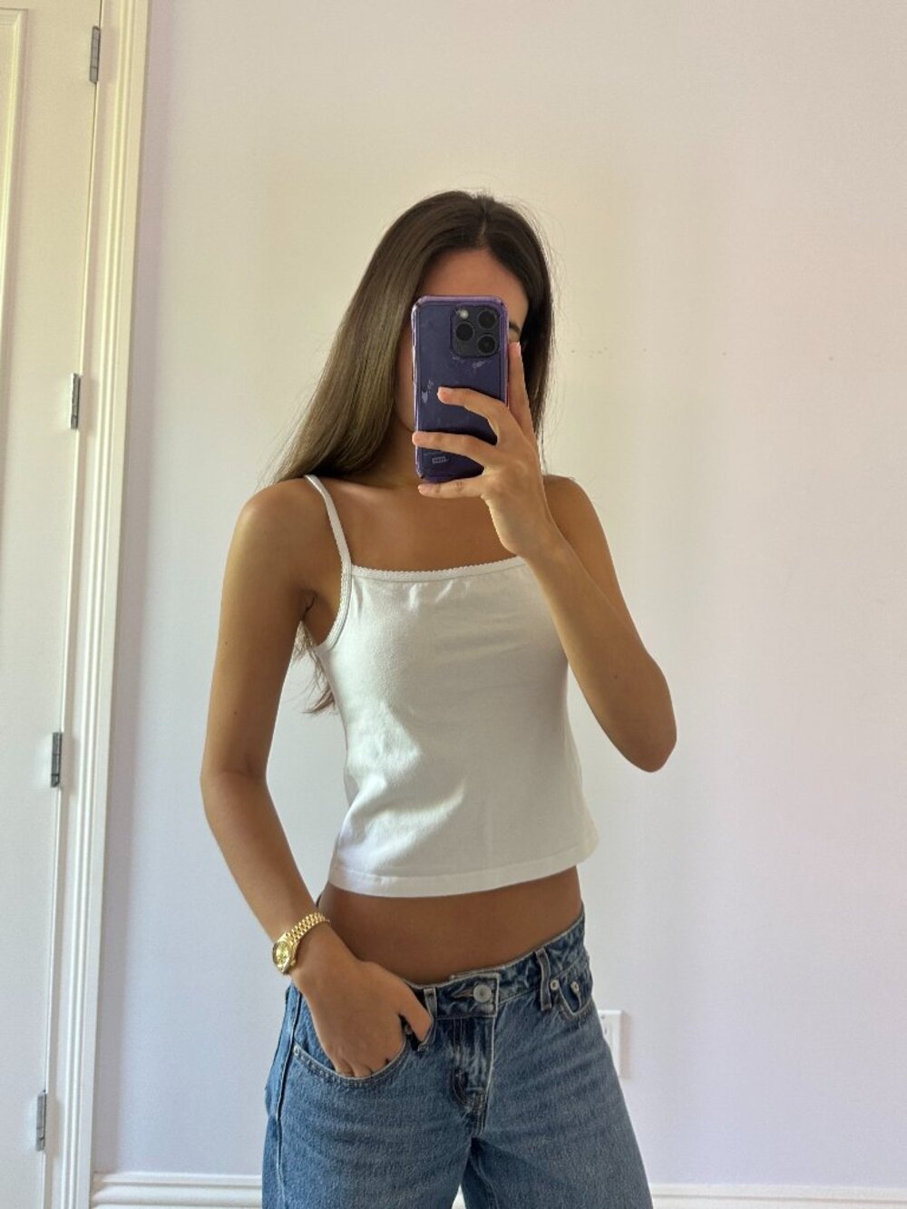 Brandy Melville White Cotton Cami Tank
